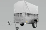 Grande Remorque 230X125 Avec Bâche Haute Grise, Ridelles Grillagées Et Roue Jockey – Garden Trailer 230 Kipp – Image 3
